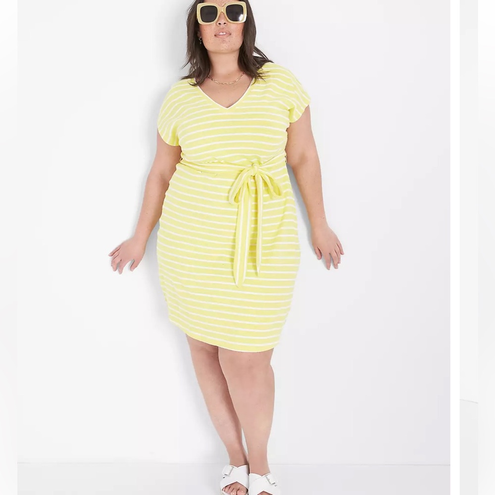 Lane Bryant Yellow and White Striped Top